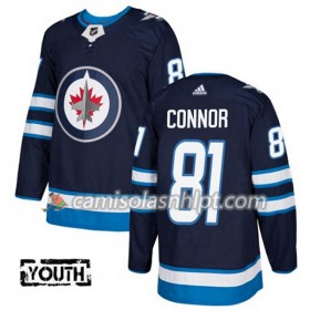 Camisola Winnipeg Jets Kyle Connor 81 Adidas 2017-2018 Navy Azul Authentic - Criança